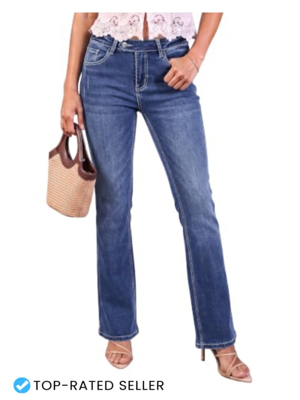 High Waisted Bootcut Stretch Denim Jeans for Women 30in Inseam 5 Pockets